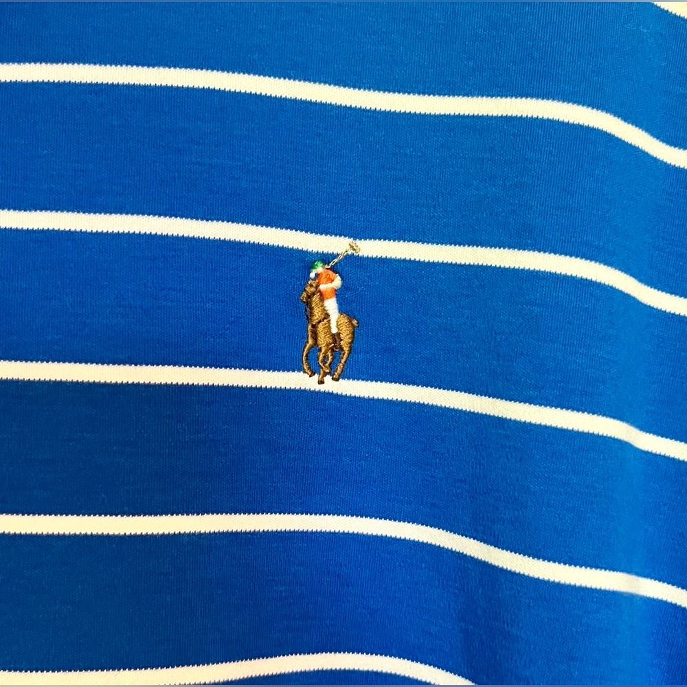 Ralph Lauren Blue and White Striped Polo‎ Shirt - Picture 5 of 6